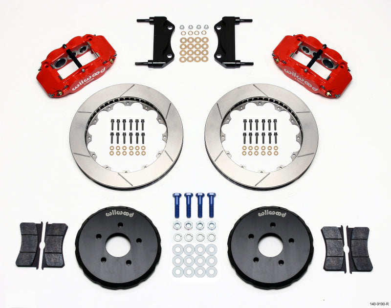 Wilwood Narrow Superlite 6R Front Hat Kit 13.06in Red Nissan 350Z/Fiti G35 Main image