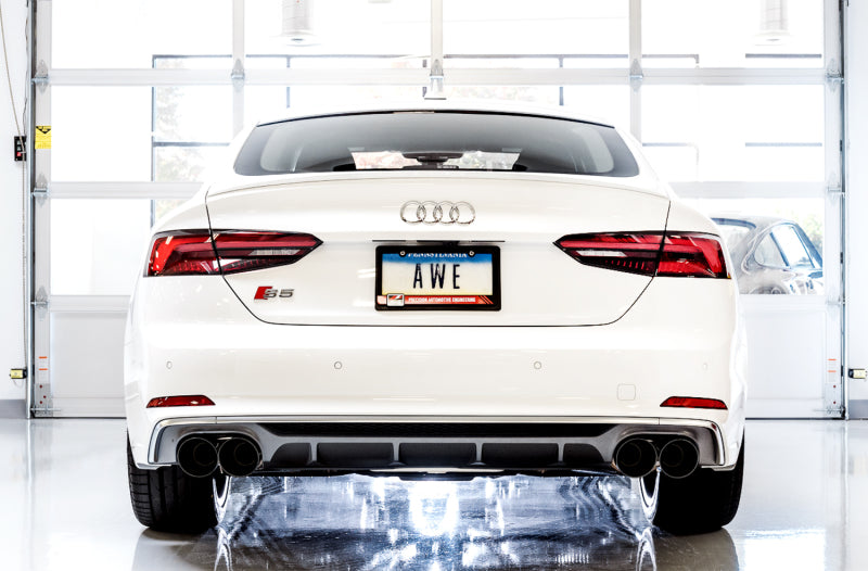 AWE Tuning Audi B9 S4 Touring Edition Exhaust - Non-Resonated (Black 102mm Tips) (view 2)