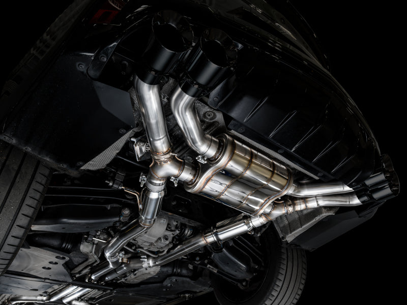 AWE Tuning 2021+ Cadillac CT4-V Blackwing SwitchPath Exhaust - Diamond Black Tips (view 7)