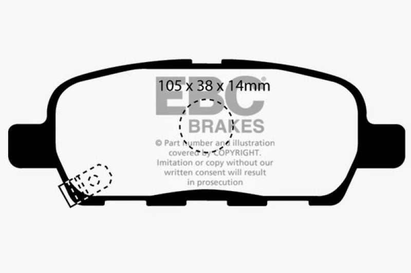 EBC 08-13 Infiniti EX35 3.5 Ultimax2 Rear Brake Pads (view 3)
