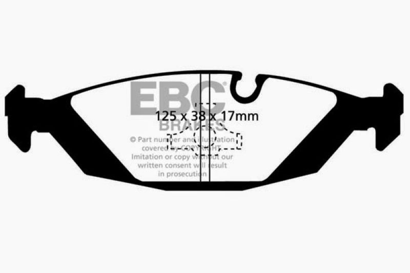 EBC 87-88 BMW M5 3.5 (E28) Redstuff Rear Brake Pads (view 3)
