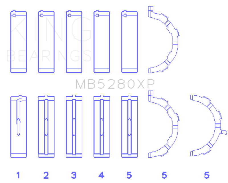 King Engine Bearings Ford Prod. V8 4.6L/5.4L (Size STD) Performance Main Bearing Set - Size STD (view 2)
