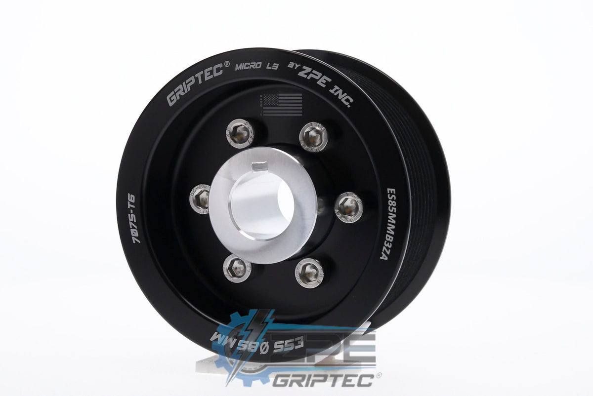 85mm 10 Rib ZPE GripTec® 2pc ESS L3 Black Pulley & Hub Kit Main image