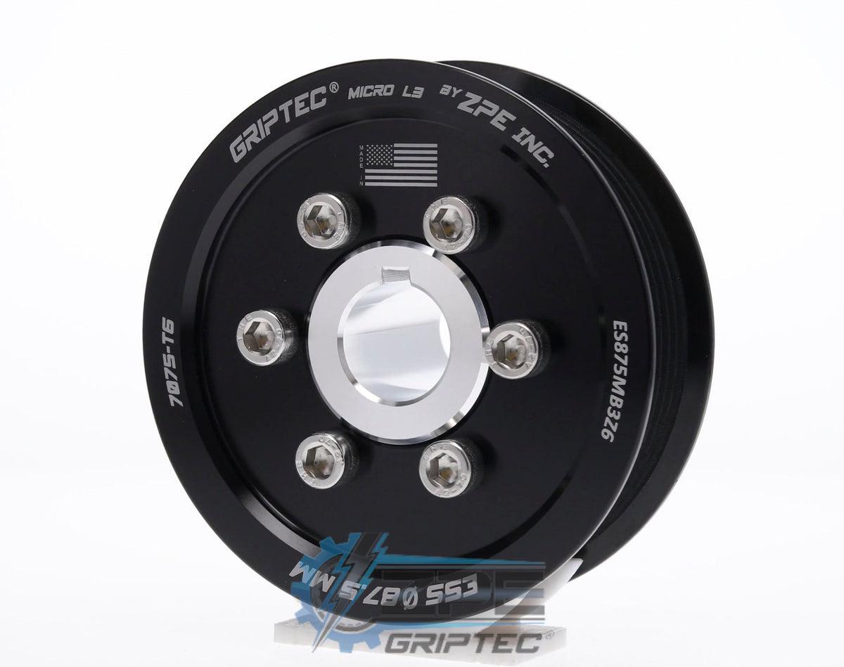 87.5mm 6 Rib ZPE GripTec® 2pc ESS L3 Black Pulley & Hub Kit