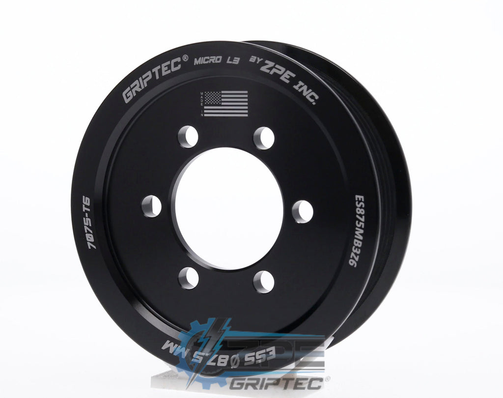 87.5mm 6 Rib ZPE GripTec® 2pc ESS L3 Black Pulley Only