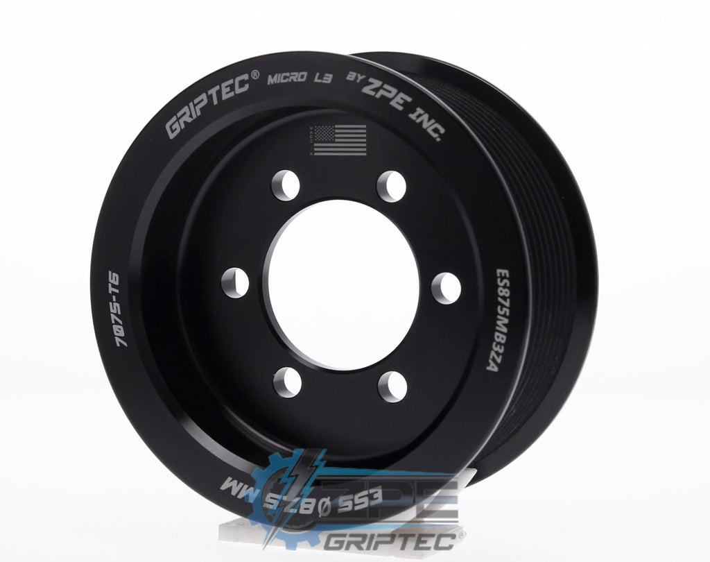 87.5mm 10 Rib ZPE GripTec® 2pc ESS L3 Black Pulley Only