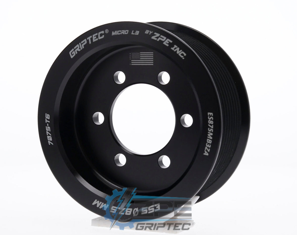 87.5mm 10 Rib ZPE GripTec® 2pc ESS L3 Black Pulley Only