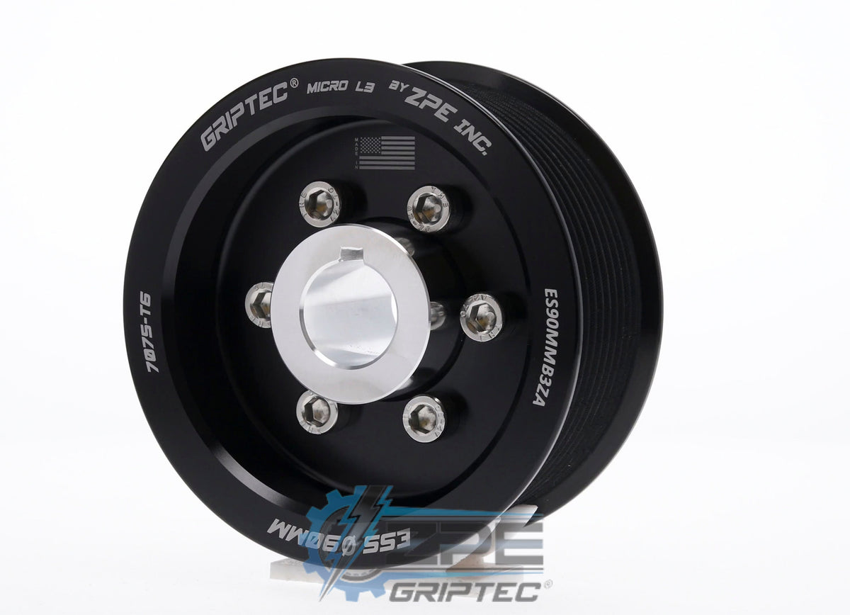 90mm 10 Rib ZPE GripTec® 2pc ESS L3 Black Pulley & Hub Kit Main image