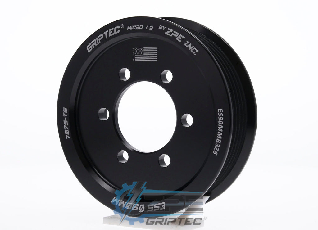 90mm 6 Rib ZPE GripTec® 2pc ESS L3 Black Pulley Only