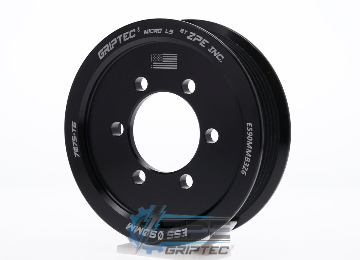 90mm 6 Rib ZPE GripTec® 2pc ESS L3 Black Pulley Only