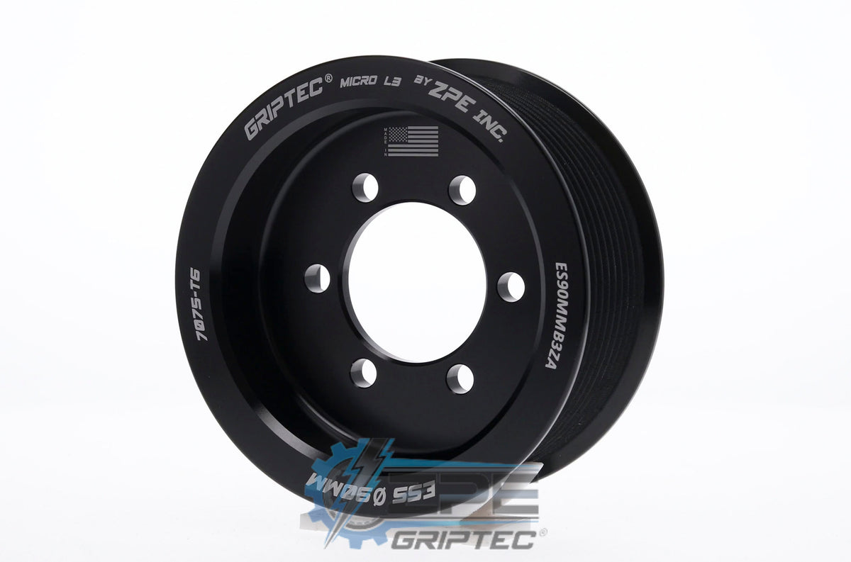 90mm 10 Rib ZPE GripTec® 2pc ESS L3 Black Pulley Only Main image