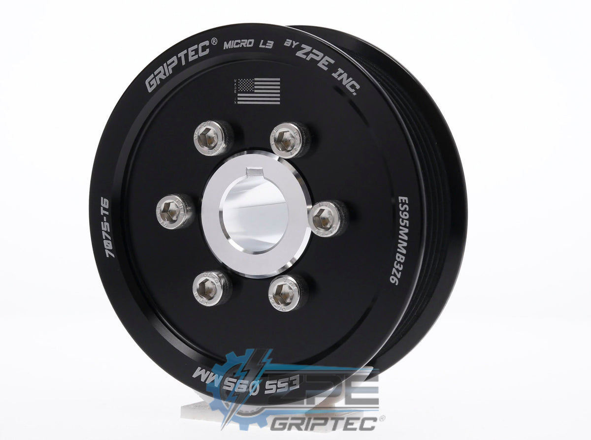 95mm 6 Rib ZPE GripTec® 2pc ESS L3 Black Pulley & Hub Kit