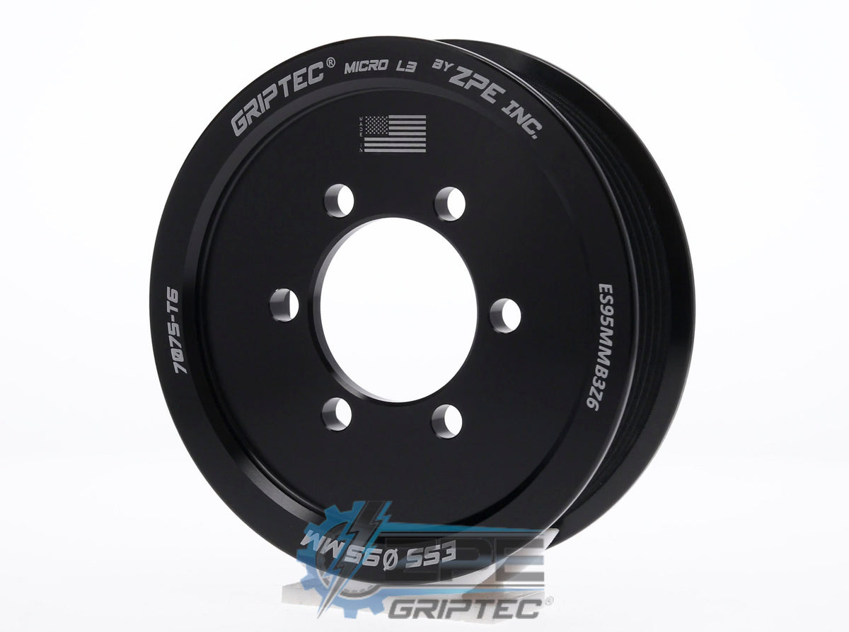 95mm 6 Rib ZPE GripTec® 2pc ESS L3 Black Pulley Only