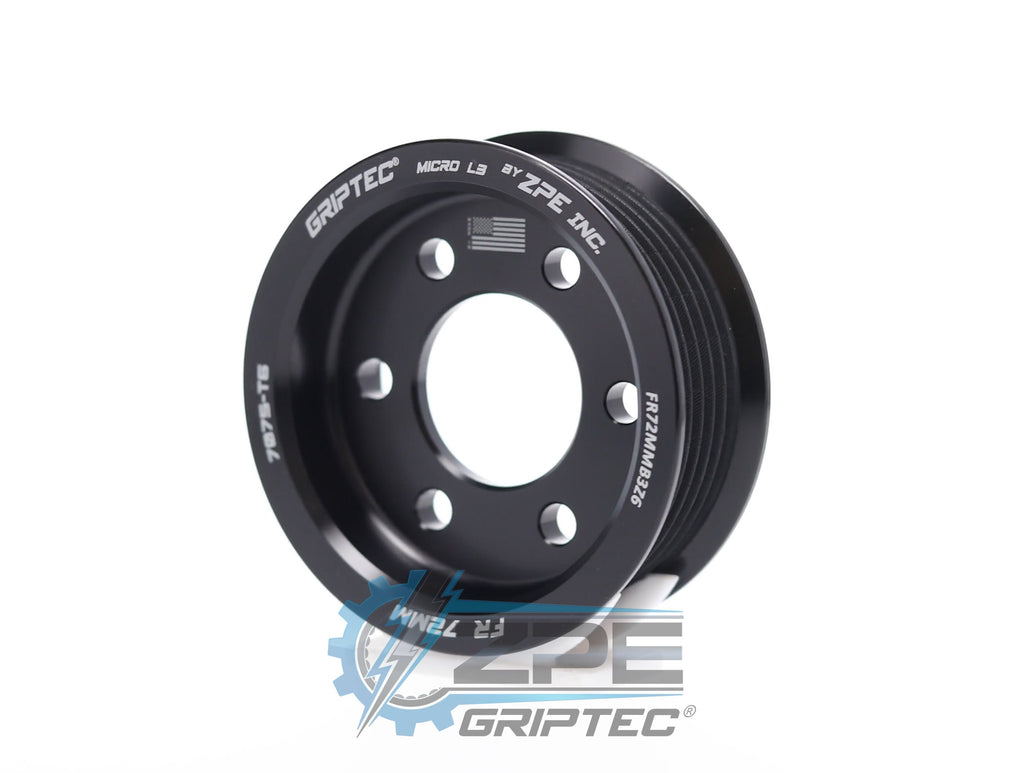 72mm 6 Rib ZPE GripTec® 2pc FMS Roush Raptor L3 Black Pulley Only