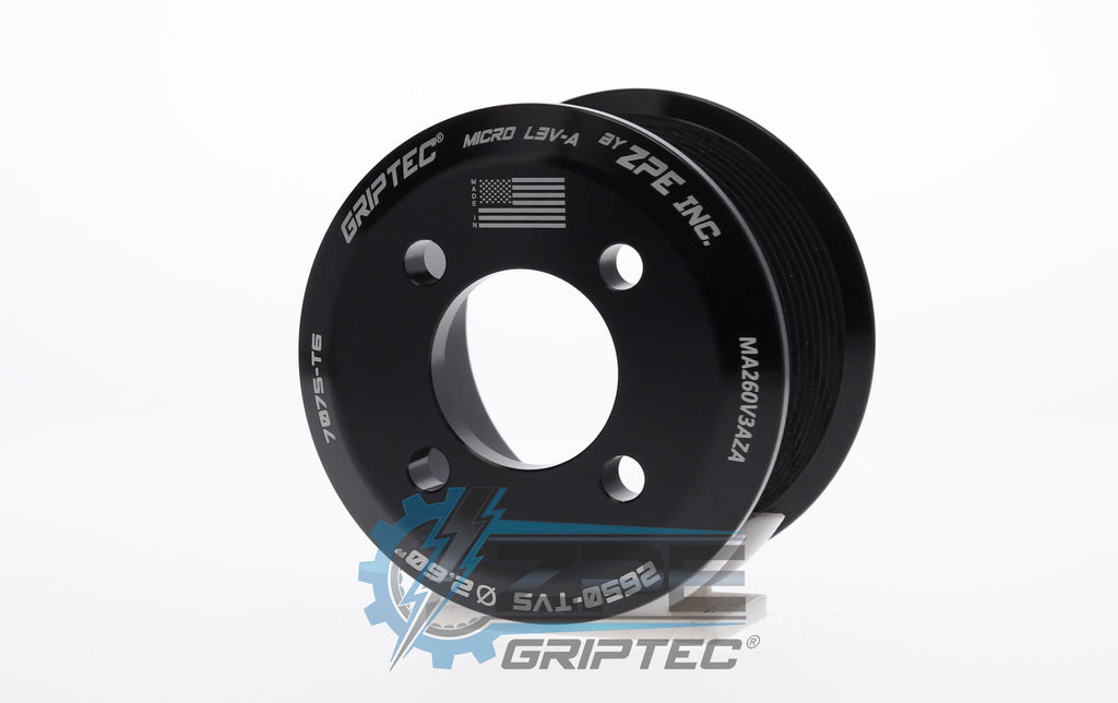 2.60" 10 Rib ZPE GripTec® 2pc Magnuson LSA/LT4 2650 TVS L3V-A Black Pulley Only