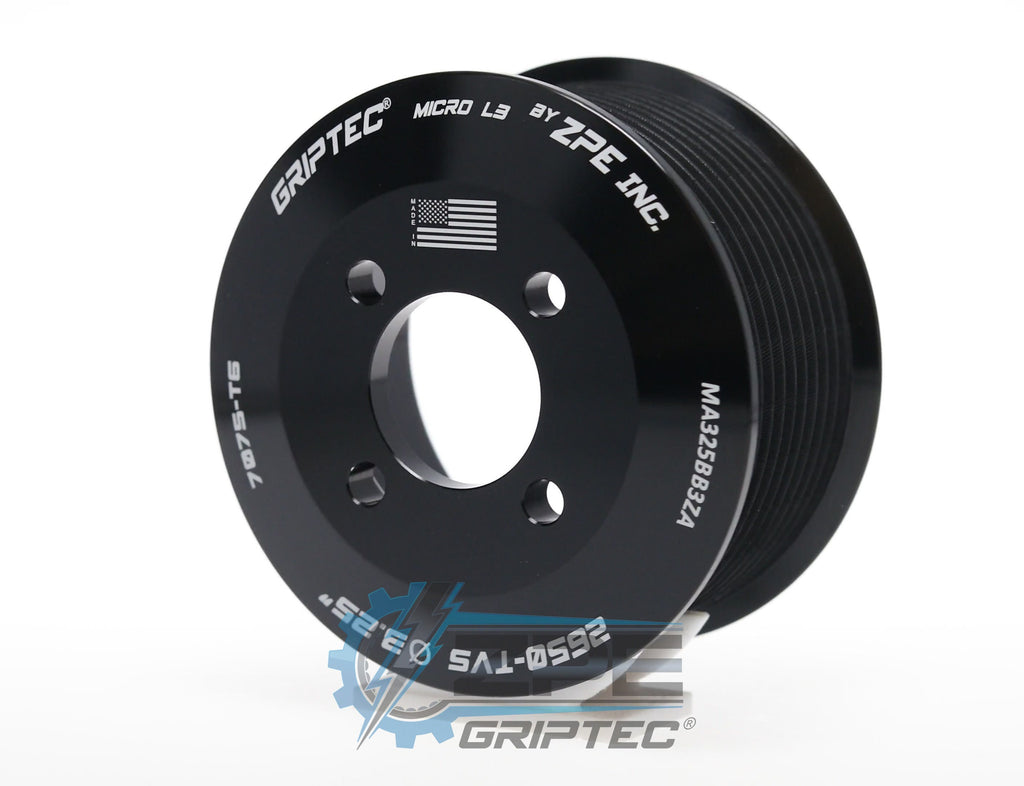 3.25" 10 Rib ZPE GripTec® 2pc Magnuson LSA/LT4 2650 TVS L3 Black Pulley Only