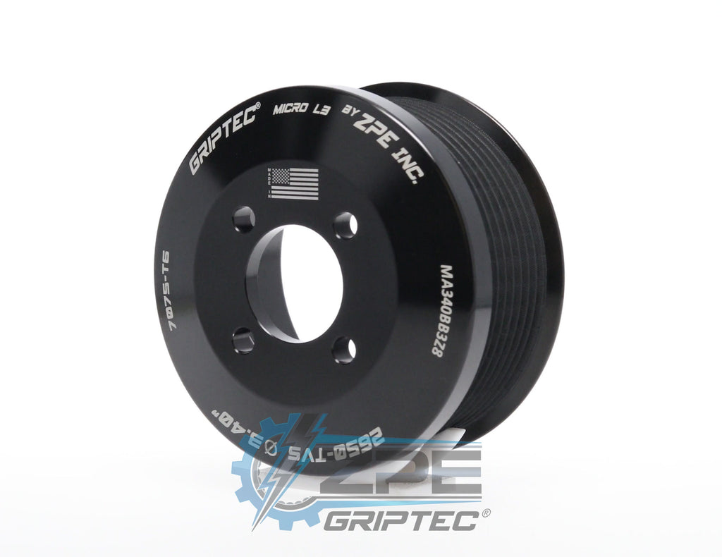 3.40" 8 Rib ZPE GripTec® 2pc Magnuson LSA/LT4 2650 TVS L3 Black Pulley Only