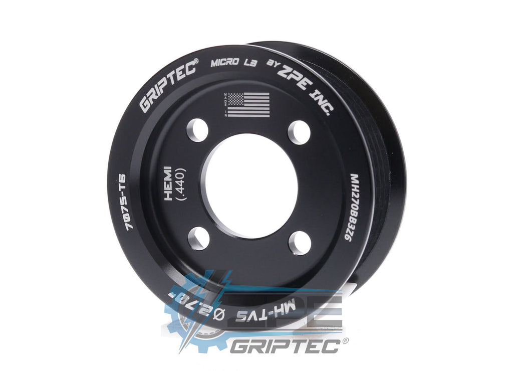 2.70" 6 Rib ZPE GripTec® 2pc Magnuson Hemi .440 Offset L3 Black Pulley Only