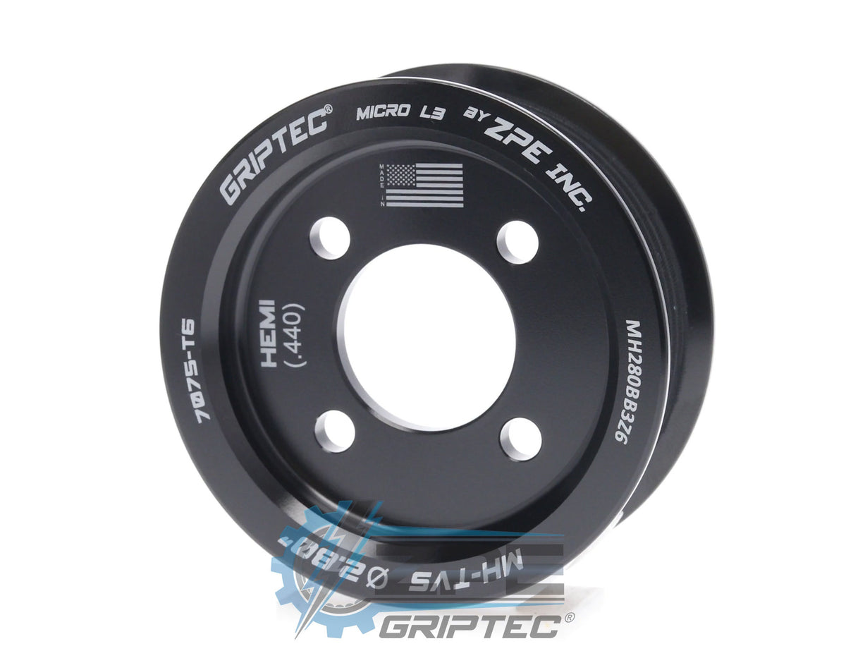 2.80" 6 Rib ZPE GripTec® 2pc Magnuson Hemi .440 Offset L3 Black Pulley Only