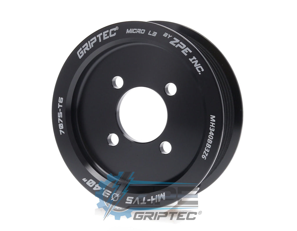 3.40" 6 Rib ZPE GripTec® 2pc Magnuson Hemi .440 Offset L3 Black Pulley Only