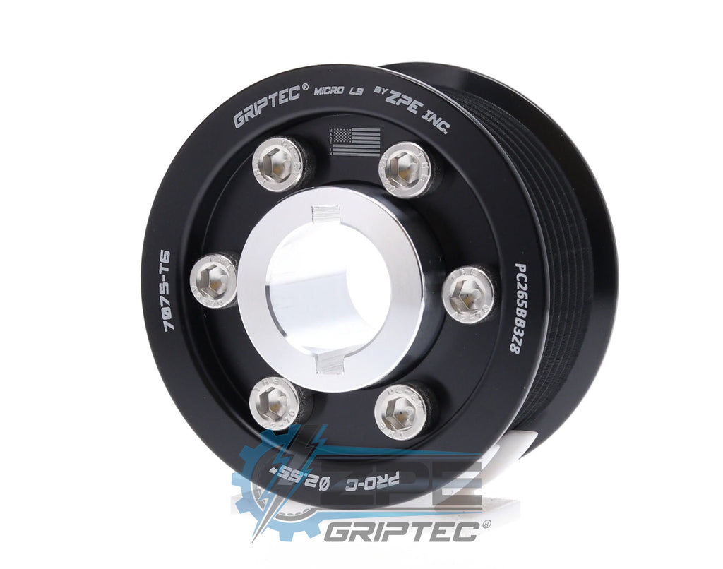2.65" 8 Rib ZPE GripTec® 2pc ProCharger Standard L3 Black Pulley & Hub Kit