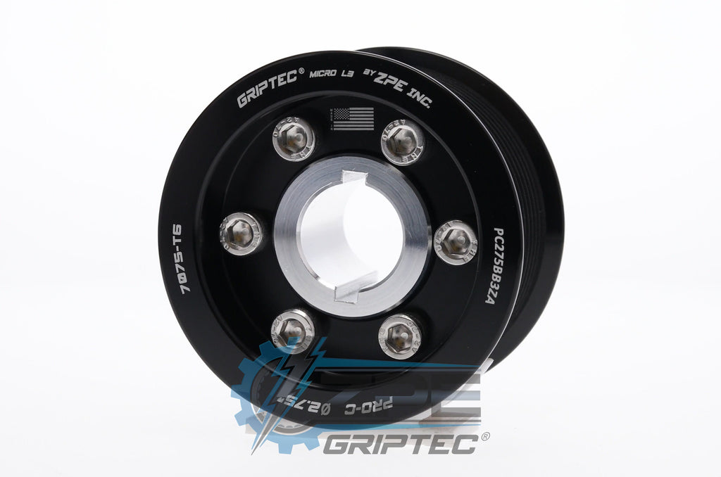 2.75" 10 Rib ZPE GripTec® 2pc ProCharger Standard L3 Black Pulley & Hub Kit