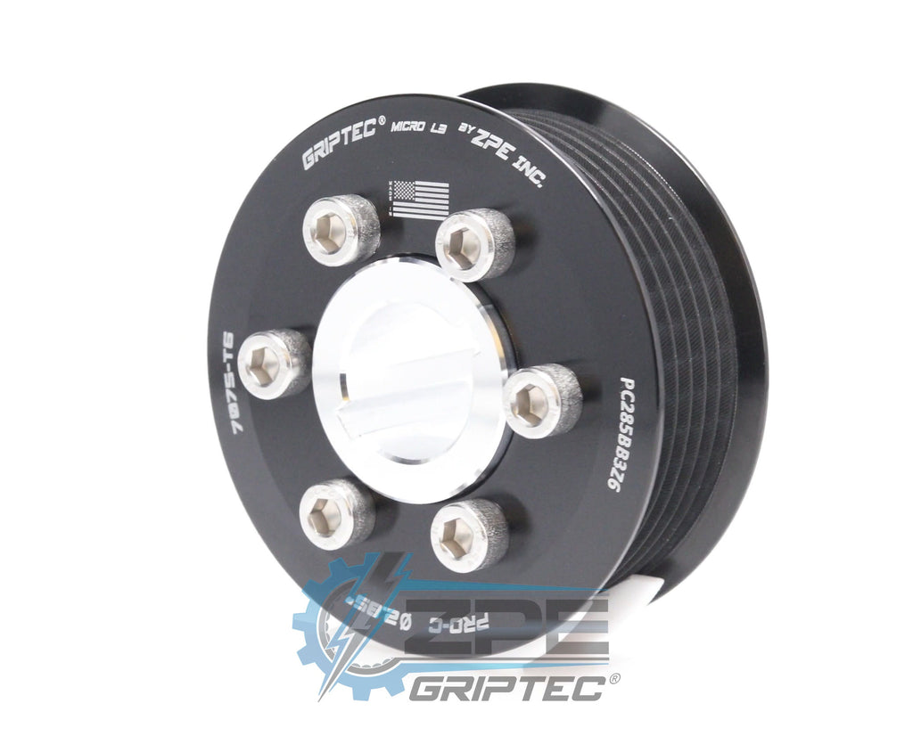2.85" 6 Rib ZPE GripTec® 2pc ProCharger Standard L3 Black Pulley & Hub Kit