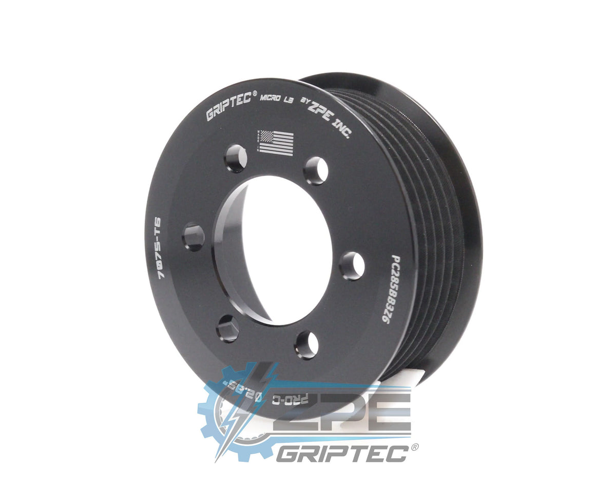 2.85" 6 Rib ZPE GripTec® 2pc ProCharger Standard L3 Black Pulley Only