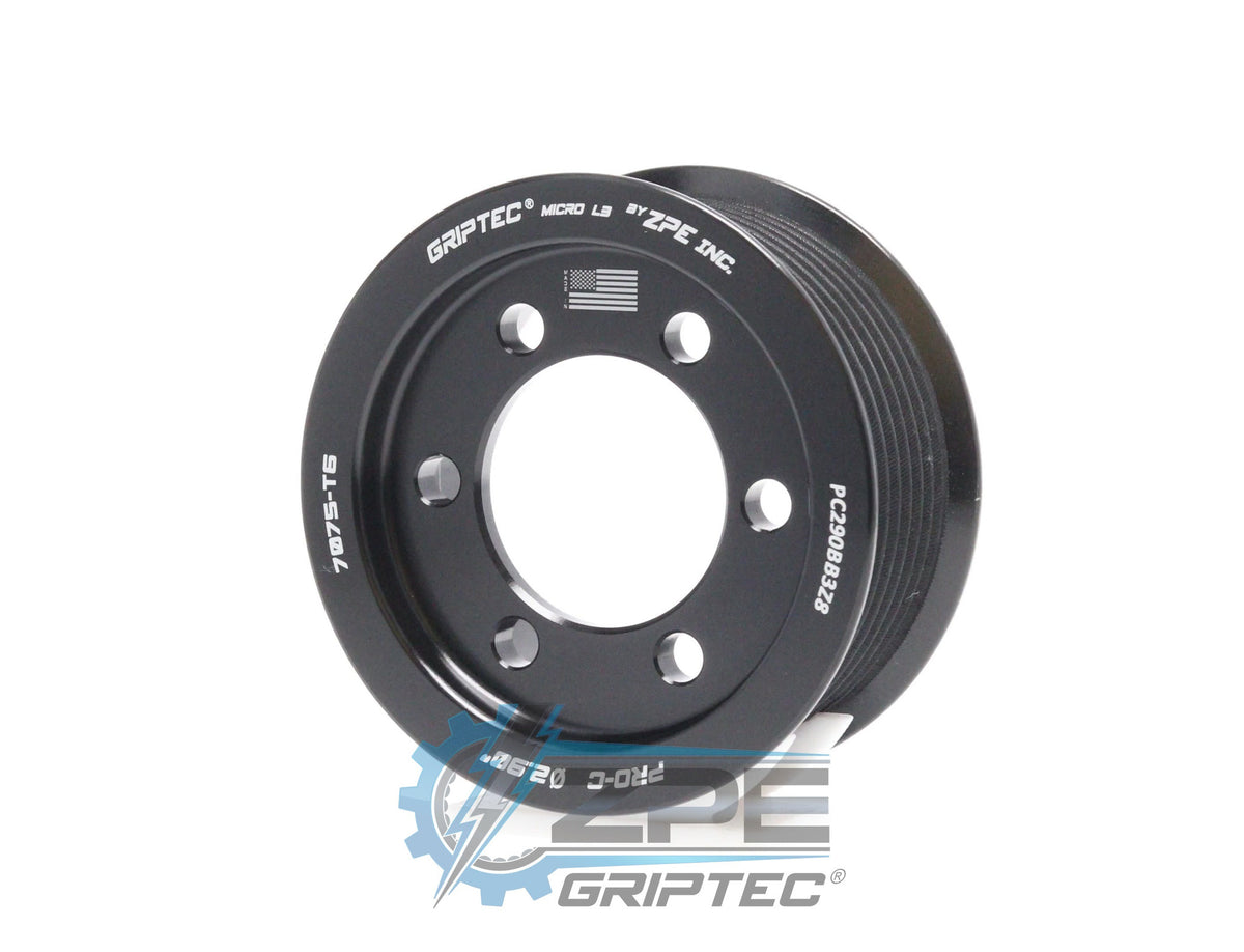 2.90" 8 Rib ZPE GripTec® 2pc ProCharger Standard L3 Black Pulley Only