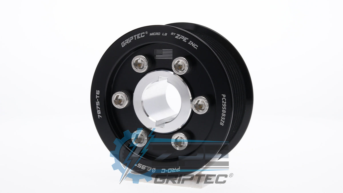 2.95" 8 Rib ZPE GripTec® 2pc ProCharger Standard L3 Black Pulley & Hub Kit