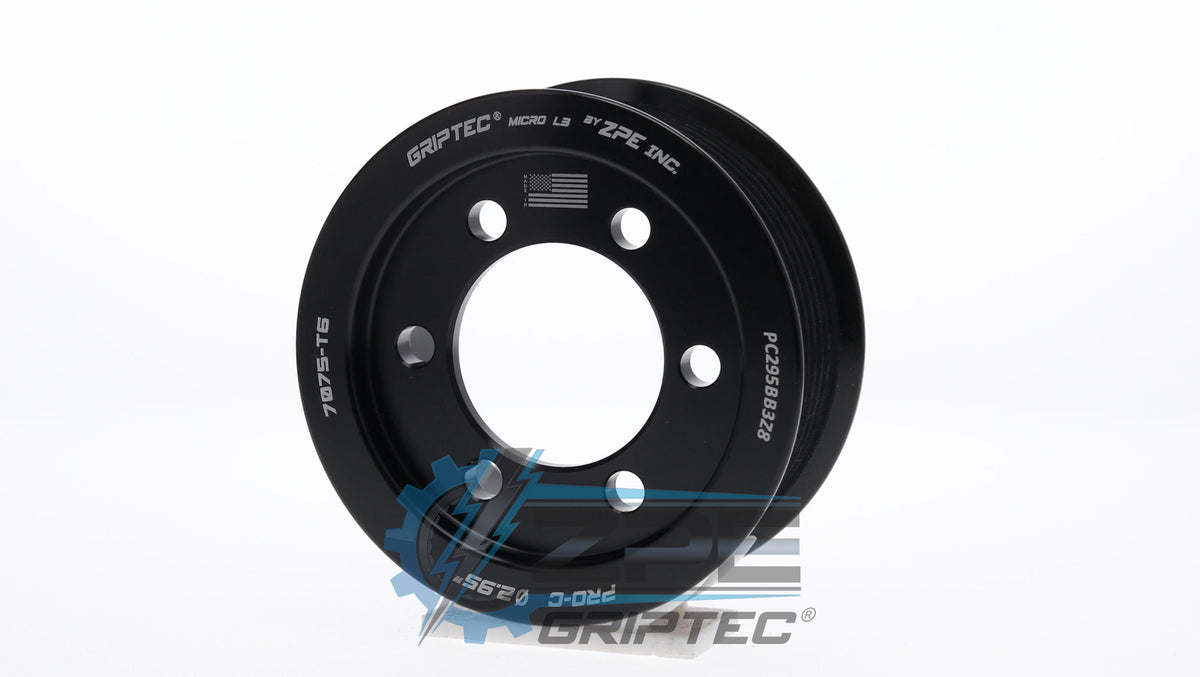 2.95" 8 Rib ZPE GripTec® 2pc ProCharger Standard L3 Black Pulley Only