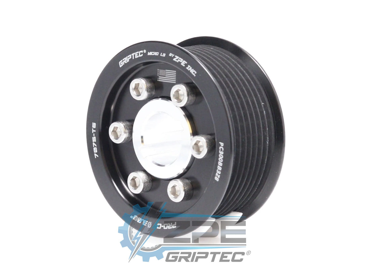 3.00" 8 Rib ZPE GripTec® 2pc ProCharger Standard L3 Black Pulley & Hub Kit