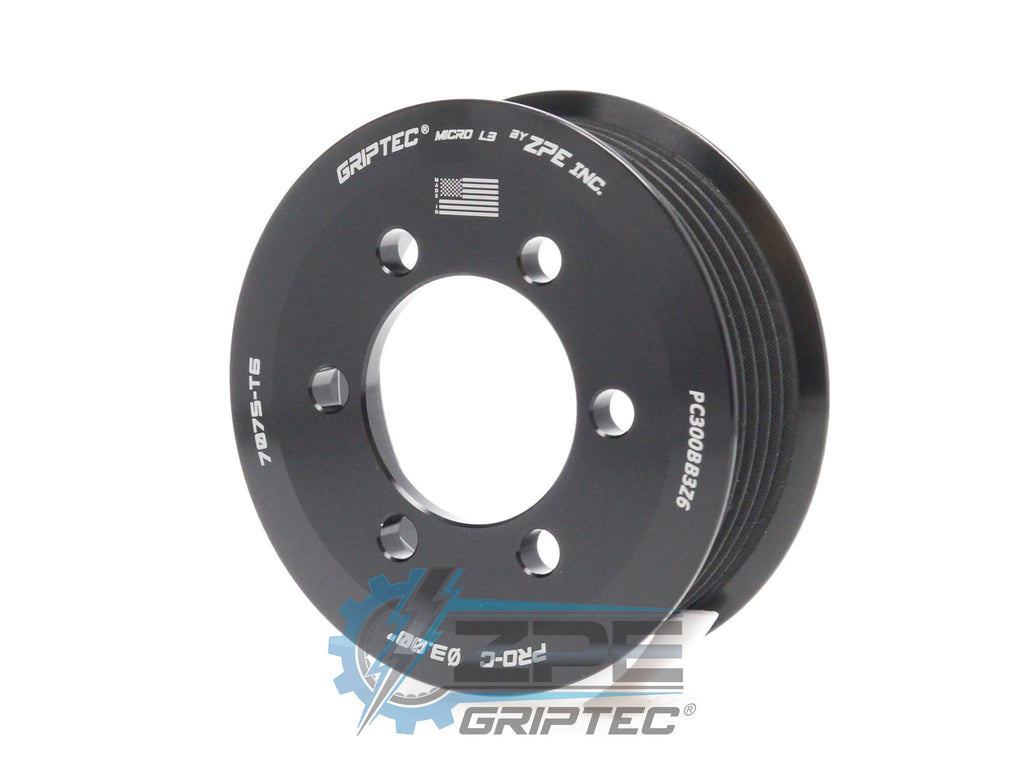 3.00" 6 Rib ZPE GripTec® 2pc ProCharger Standard L3 Black Pulley Only
