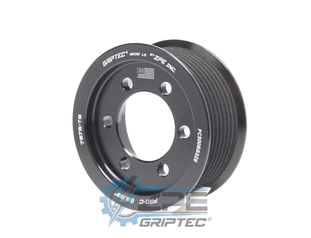 3.00" 8 Rib ZPE GripTec® 2pc ProCharger Standard L3 Black Pulley Only