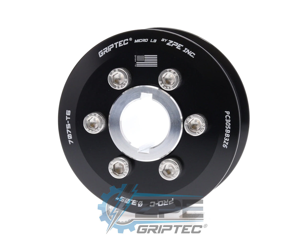 3.05" 6 Rib ZPE GripTec® 2pc ProCharger Standard L3 Black Pulley & Hub Kit