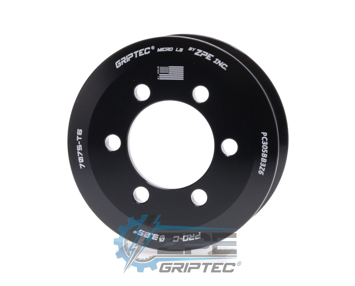 3.05" 6 Rib ZPE GripTec® 2pc ProCharger Standard L3 Black Pulley Only