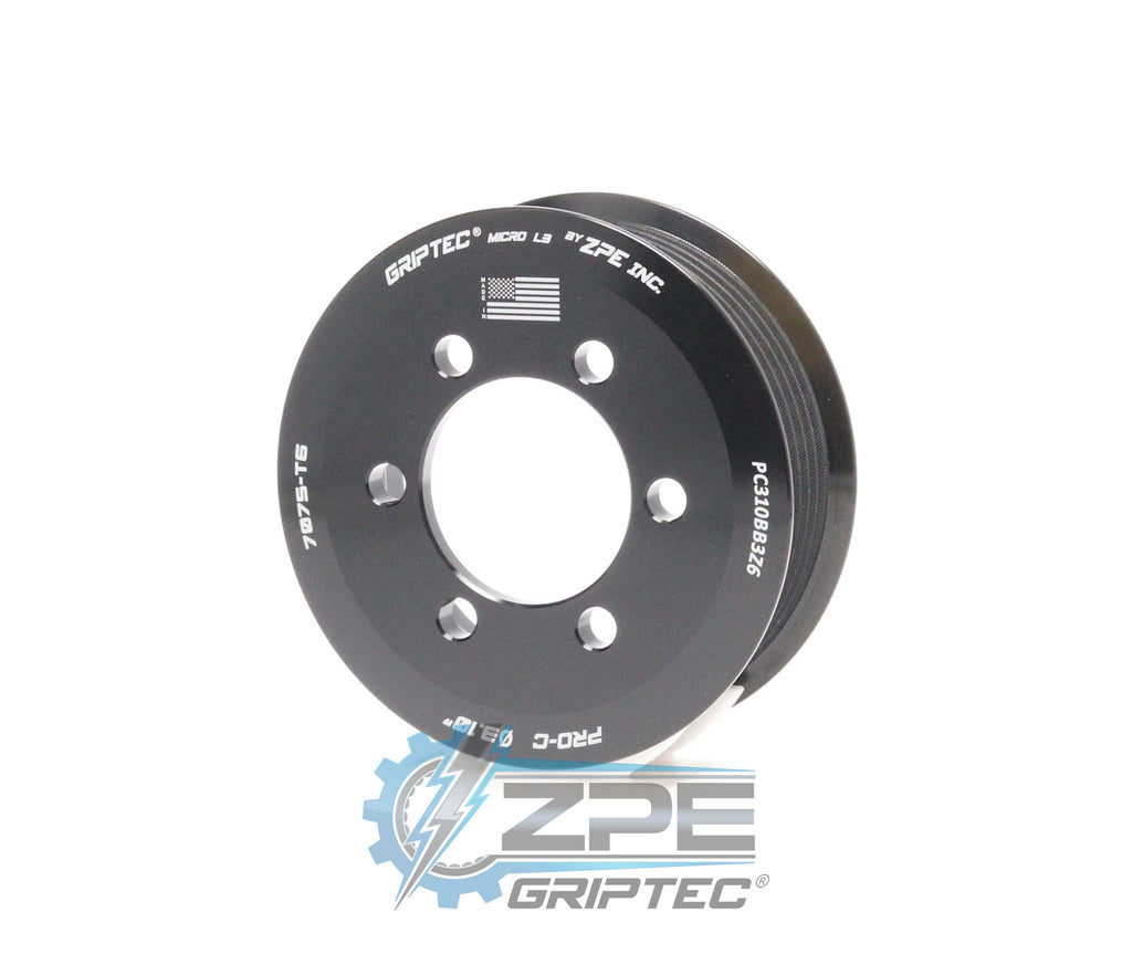 3.10" 6 Rib ZPE GripTec® 2pc ProCharger Standard L3 Black Pulley Only