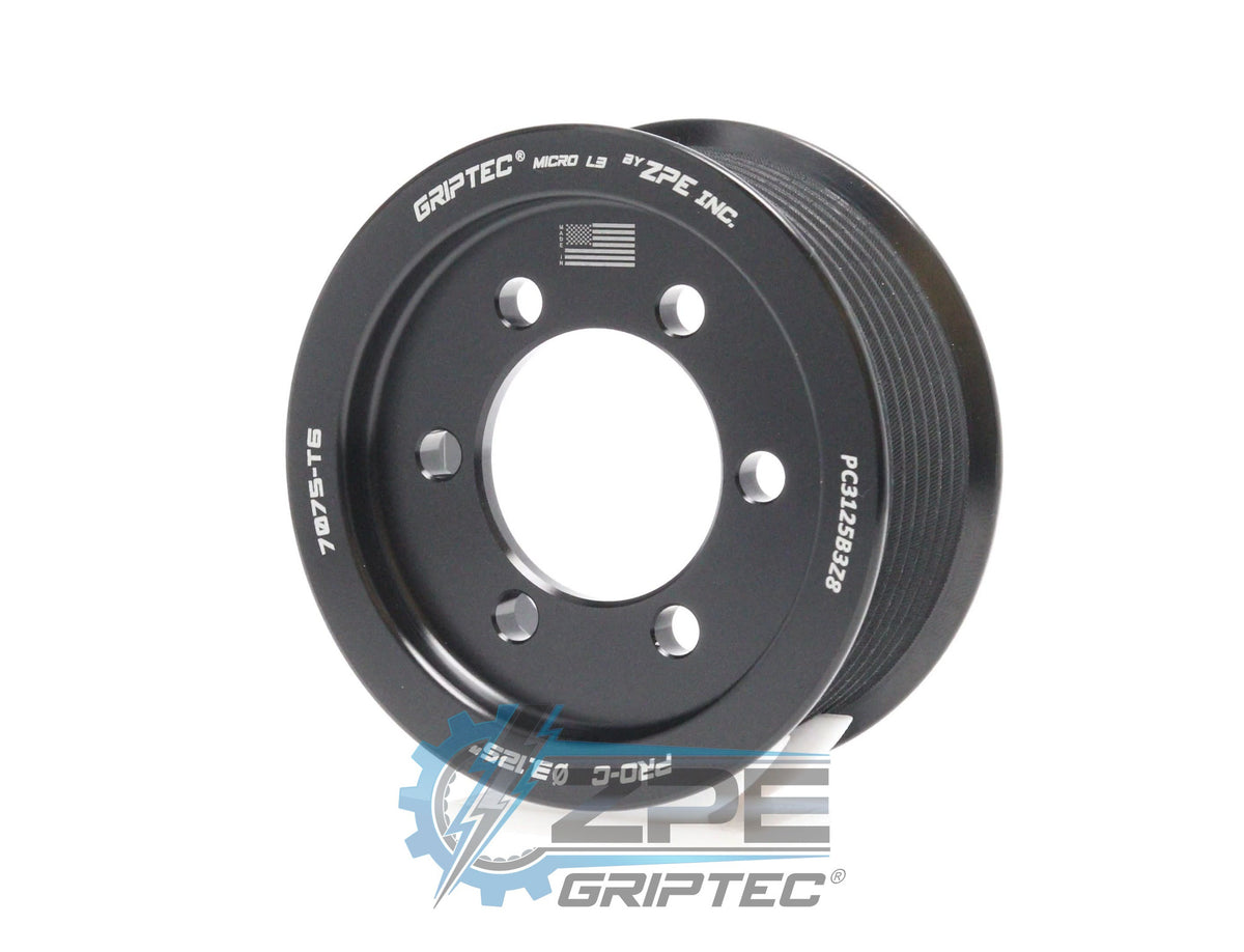 3.125" 8 Rib ZPE GripTec® 2pc ProCharger Standard L3 Black Pulley Only