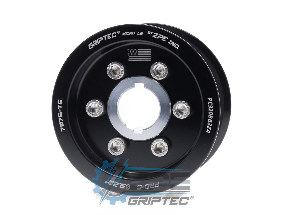 3.20" 10 Rib ZPE GripTec® 2pc ProCharger Standard L3 Black Pulley & Hub Kit