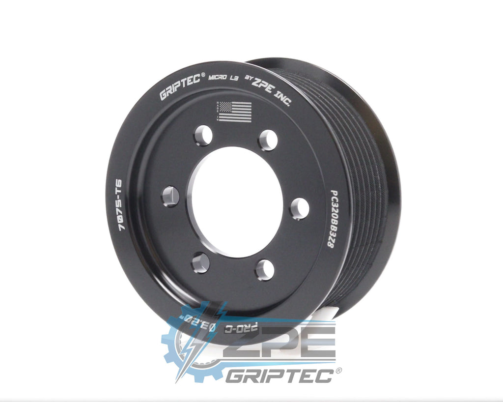 3.20" 8 Rib ZPE GripTec® 2pc ProCharger Standard L3 Black Pulley Only