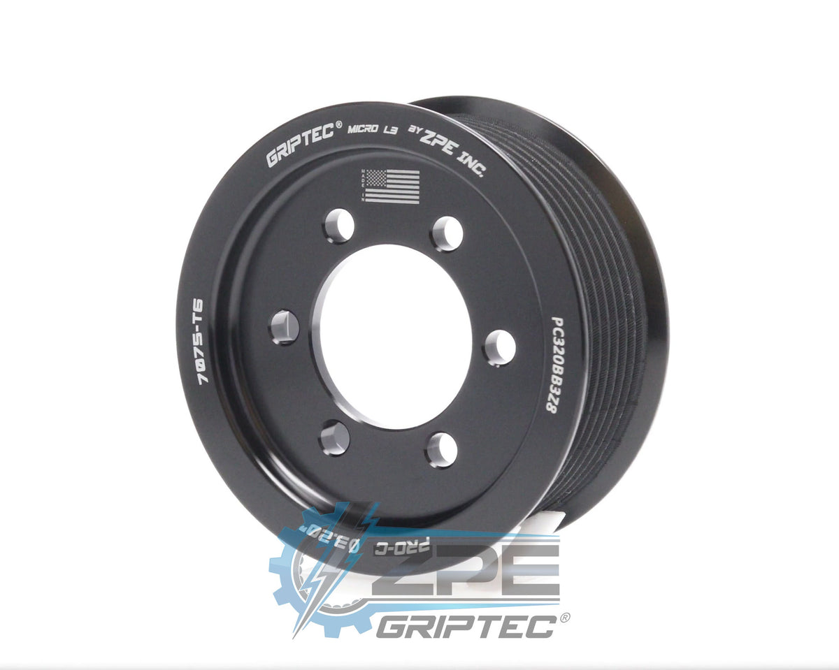 3.20" 8 Rib ZPE GripTec® 2pc ProCharger Standard L3 Black Pulley Only