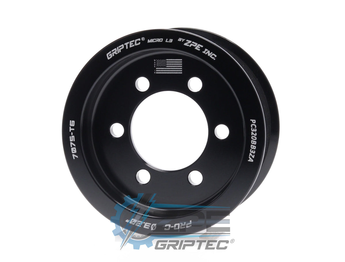 3.20" 10 Rib ZPE GripTec® 2pc ProCharger Standard L3 Black Pulley Only