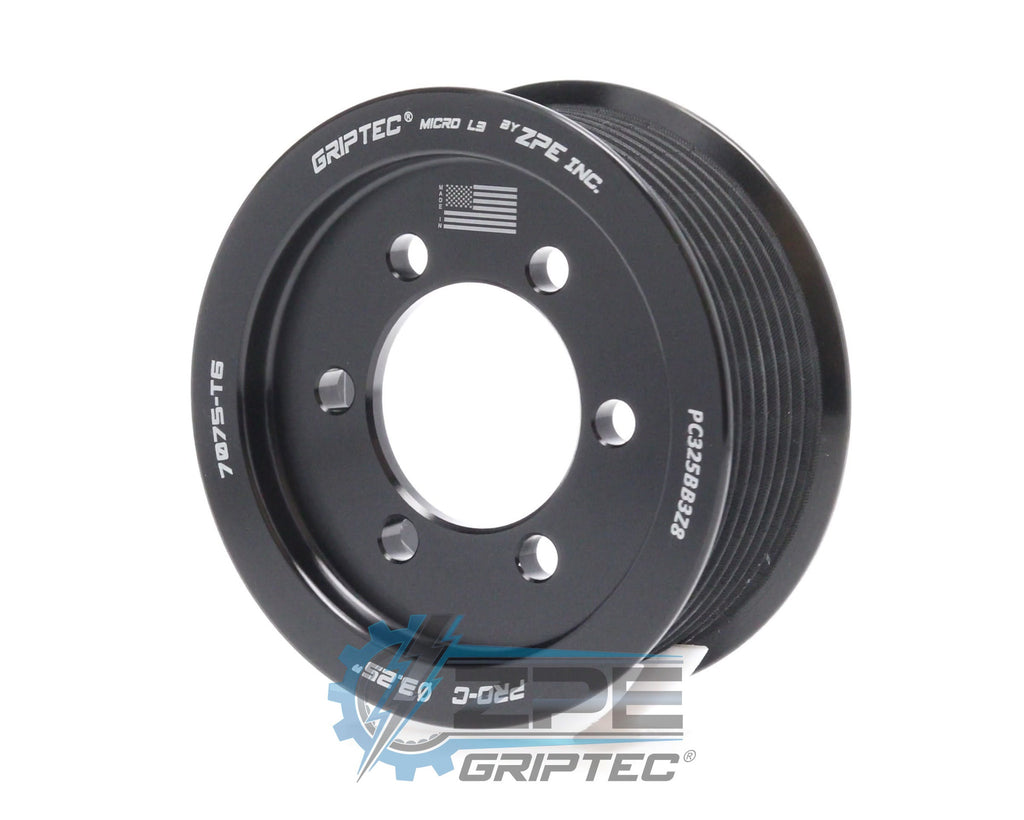 3.25" 8 Rib ZPE GripTec® 2pc ProCharger Standard L3 Black Pulley Only