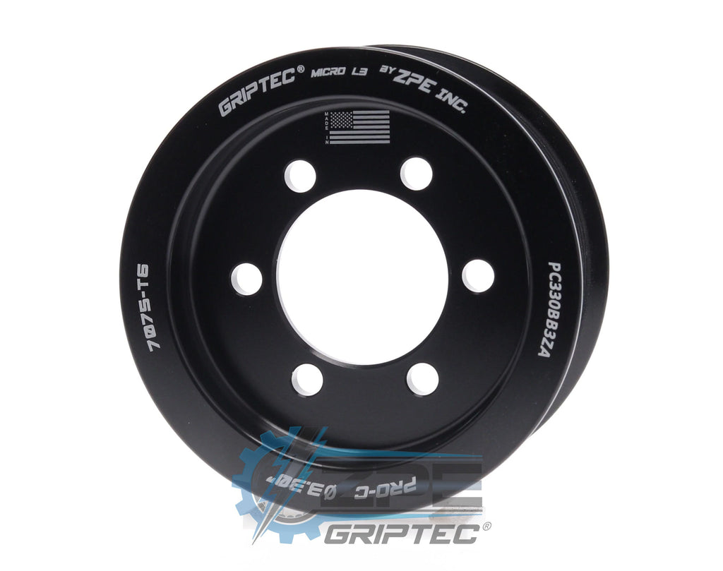 3.30" 10 Rib ZPE GripTec® 2pc ProCharger Standard L3 Black Pulley Only