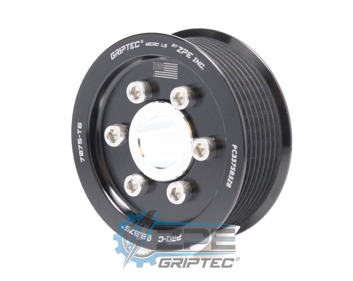 3.375" 8 Rib ZPE GripTec® 2pc ProCharger Standard L3 Black Pulley & Hub Kit