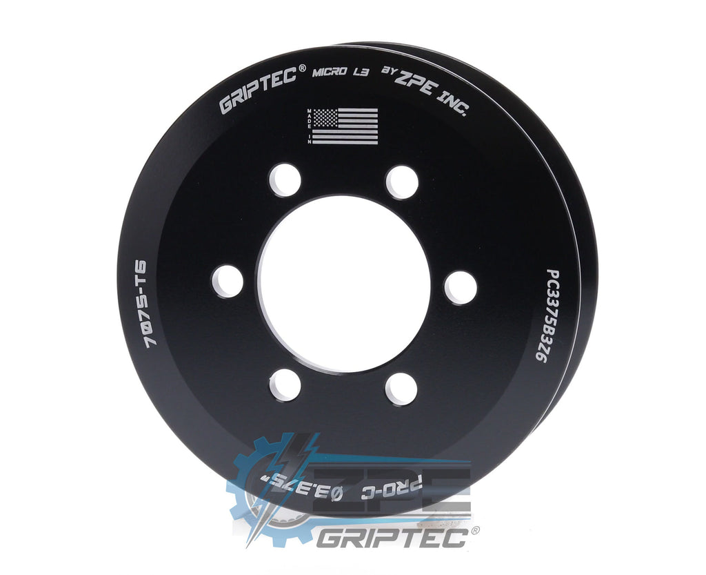 3.375" 6 Rib ZPE GripTec® 2pc ProCharger Standard L3 Black Pulley Only