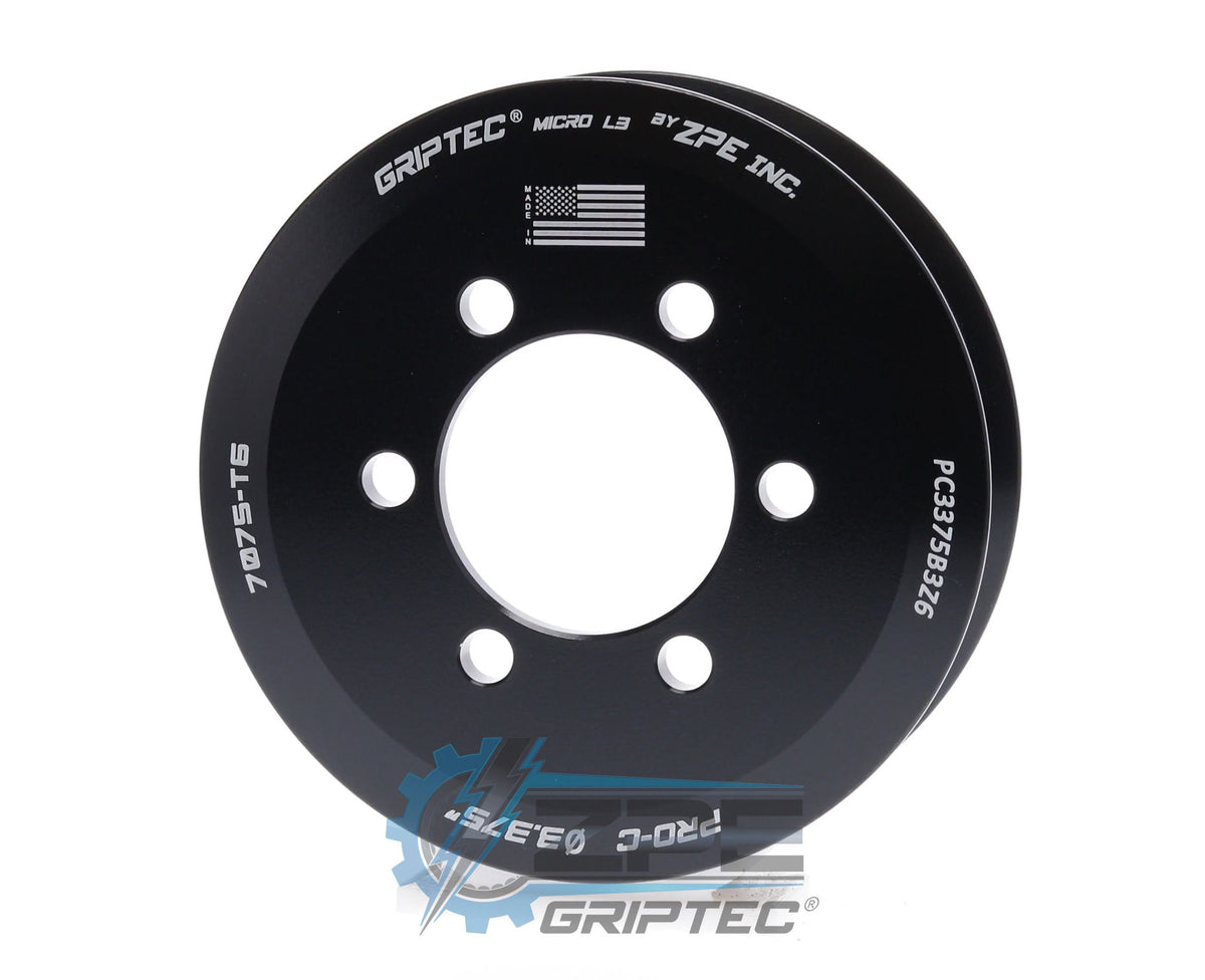 3.375" 6 Rib ZPE GripTec® 2pc ProCharger Standard L3 Black Pulley Only