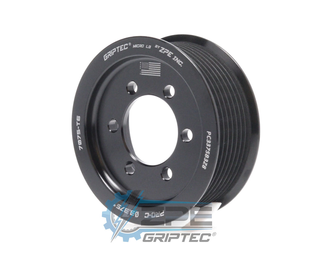 3.375" 8 Rib ZPE GripTec® 2pc ProCharger Standard L3 Black Pulley Only