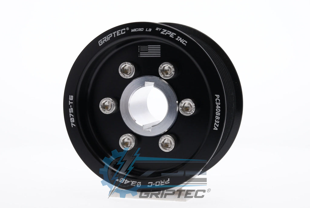 3.40" 10 Rib ZPE GripTec® 2pc ProCharger Standard L3 Black Pulley & Hub Kit