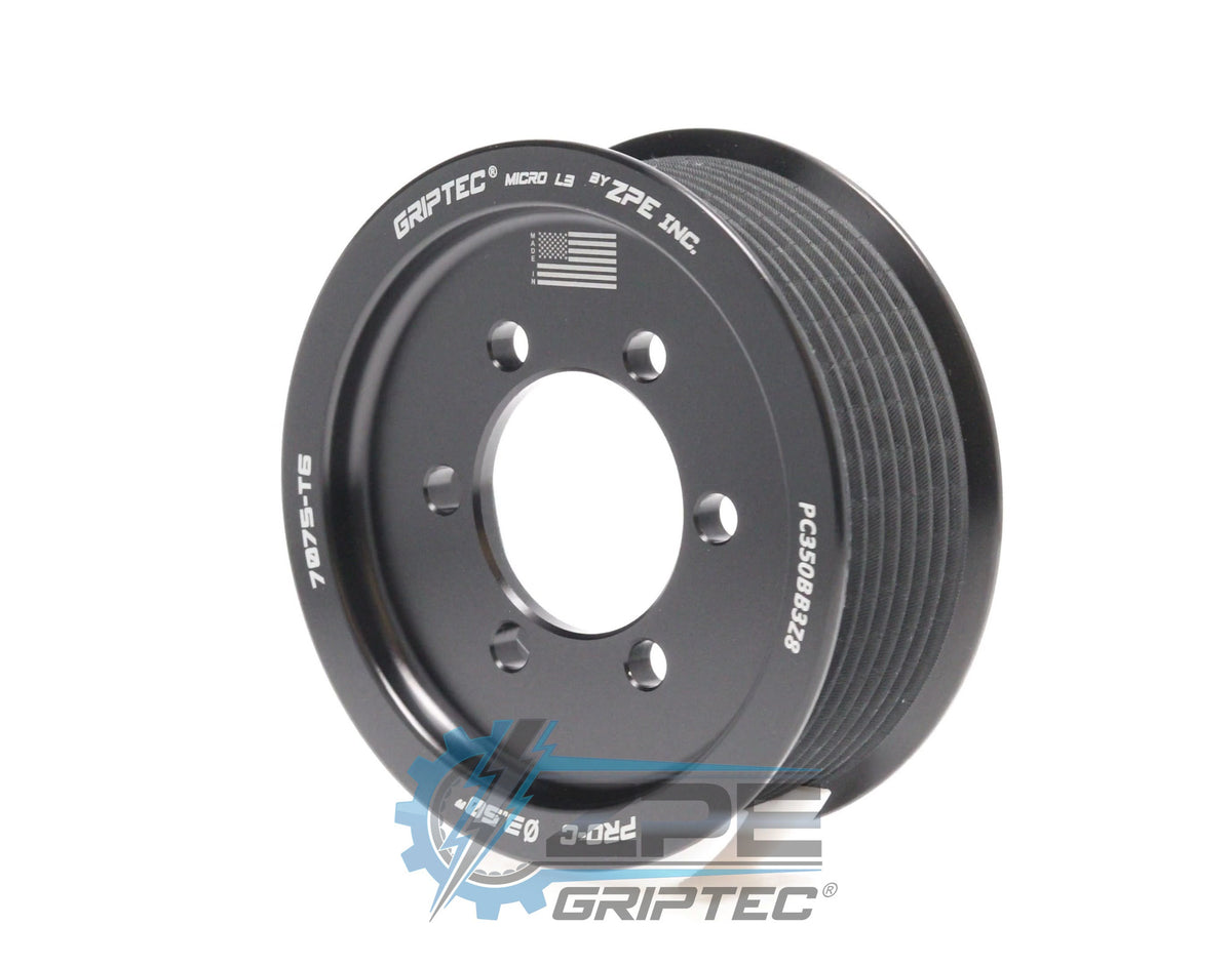 3.50" 8 Rib ZPE GripTec® 2pc ProCharger Standard L3 Black Pulley Only